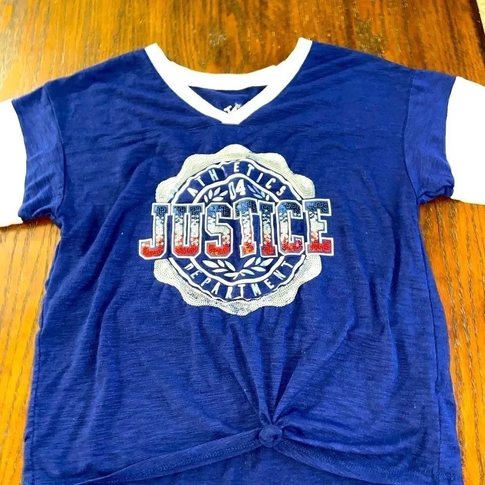Girls justice tie front logo tee